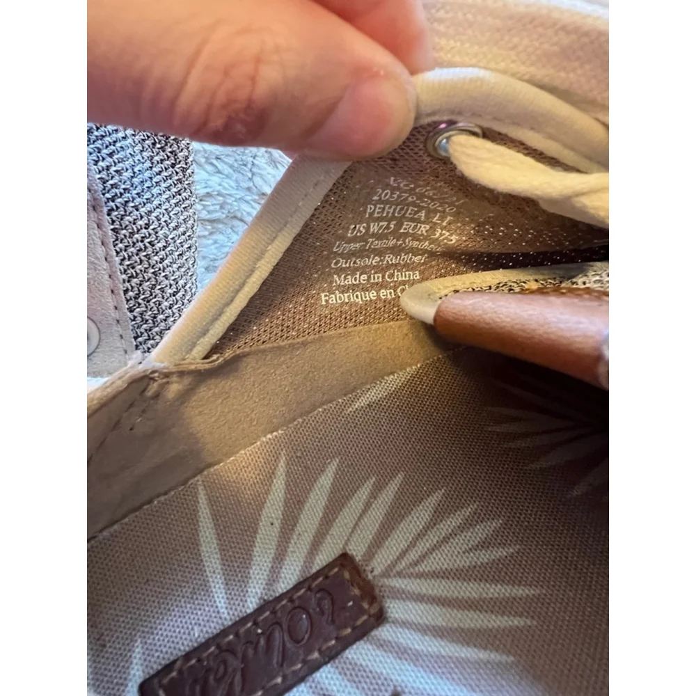 Olukai Womens Size 7.5 Pehuea Li Taupe Gray Beige Casual Lace Up Sneakers